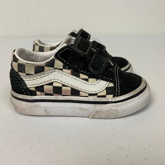 Vans Other - Vans Toddler Old Skool V Checkerboard Black White Sneakers Shoe Size 4